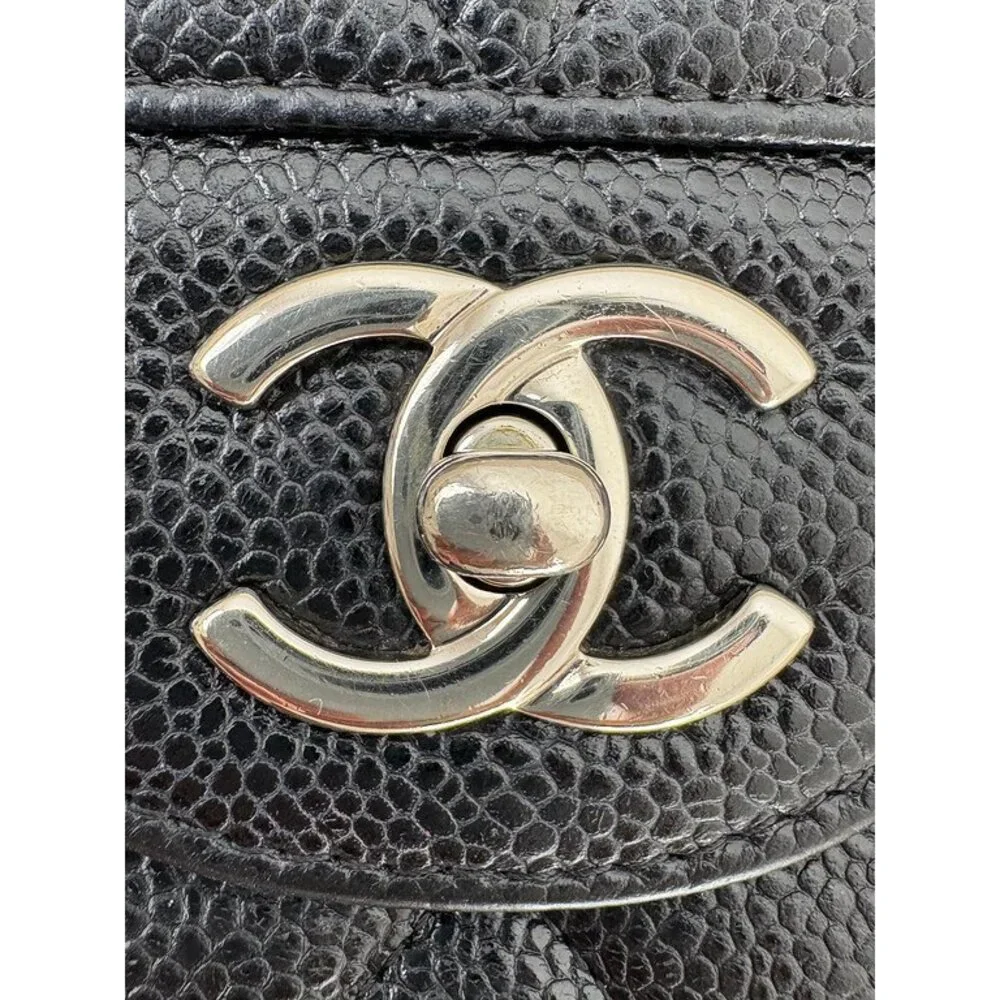 CHANEL Black Caviar Classic Double Flap Jumbo SHW